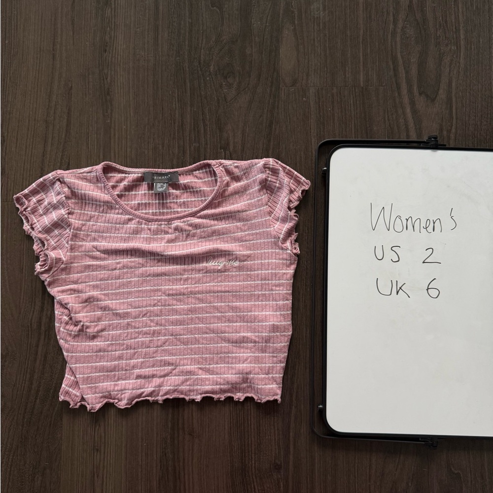 Pink Ribbed Crop Top / Lettuce Trim